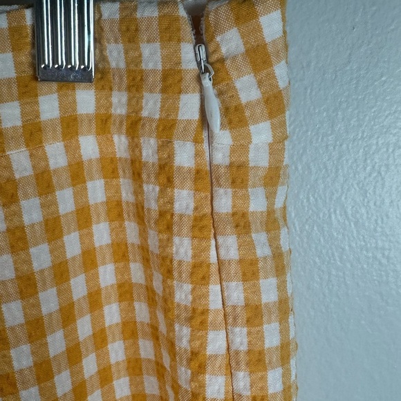 Bershka Women's Yellow Checkered Cropped Kick Flare Pants size 8 - Picture 5 of 8